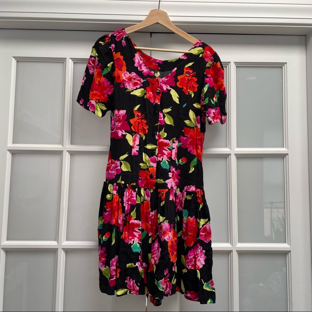 Vintage Black Floral Romper